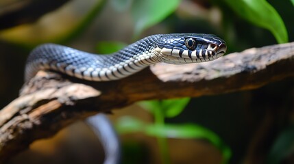 Antiguan racer snake on a branch
