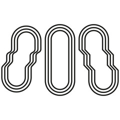 Abstract loop icons. Black and white lines. Geometric vector shapes. Modern minimalist design.