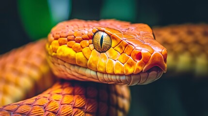 Fototapeta premium Close-up of a vivid orange snake in natural habitat 