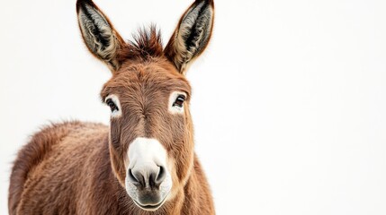Fototapeta premium portrait of a donkey on white background