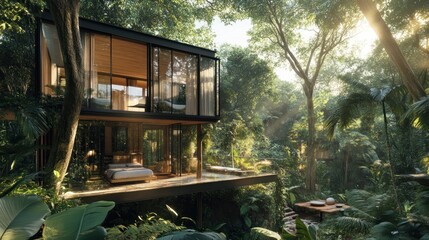 Modern Treehouse in Lush Jungle