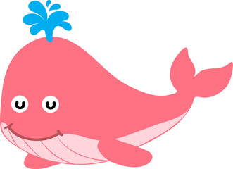 cute whale cartoon, sea animal