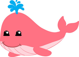 cute whale cartoon, sea animal