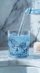 Pouring cold water from the tap