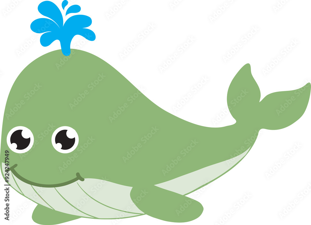 Wall mural cute whale cartoon, sea animal