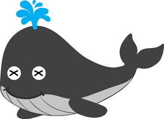 cute whale cartoon, sea animal