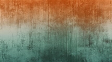 Obraz premium Background image featuring a grunge texture with a color gradient fading from teal green at the bottom to burnt orange at the top