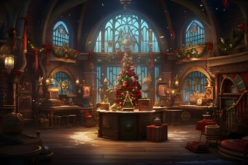 Fototapeta premium christmas tree with gifts and decoration