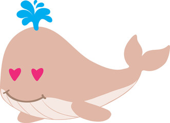 cute whale cartoon, sea animal