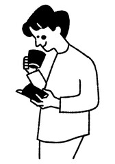 Man reading a book while drinking coffee_2