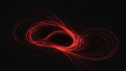 Naklejka premium Red luminous abstract shape on black background representing chaos.