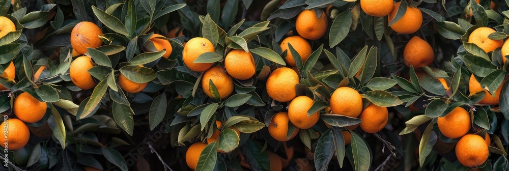 Wall mural Abundant fruit on orange tree in early spring.