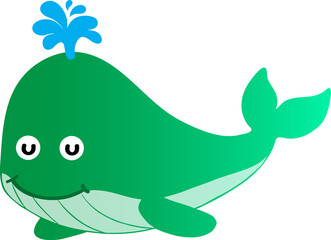 cute whale cartoon, sea animal