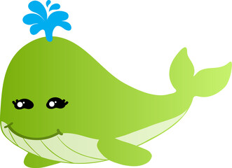 cute whale cartoon, sea animal