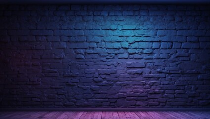 Brick wall with blue and purple lighting perfect for stylish backgrounds.