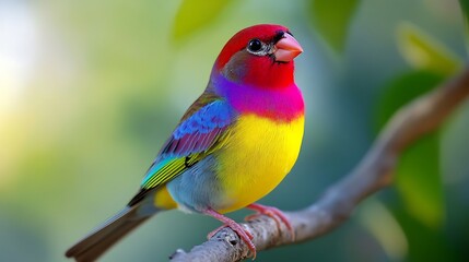 Obraz premium A Colorful Gouldian Finch Perched on a Branch