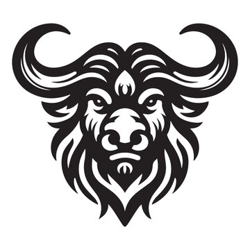 recommend clip art: Line art of yak head logo vector