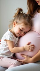 Fototapeta premium Mother and Daughter Embracing Pregnancy with Love