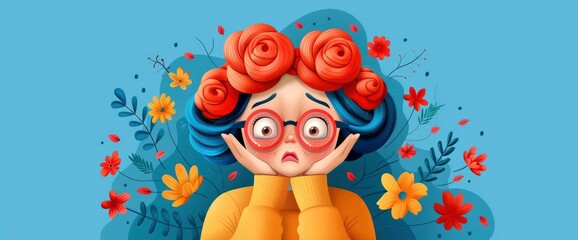 Flat Illustration Of A Female Character Facing Emotional Distress And Anxiety