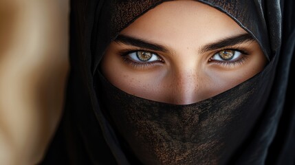 Naklejka premium A woman with a veil covering her face and eyes, AI