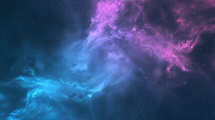 Obraz premium A vibrant cosmic scene featuring swirling clouds of pink and blue hues against a starry background.