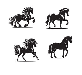 set of horse silhouettes