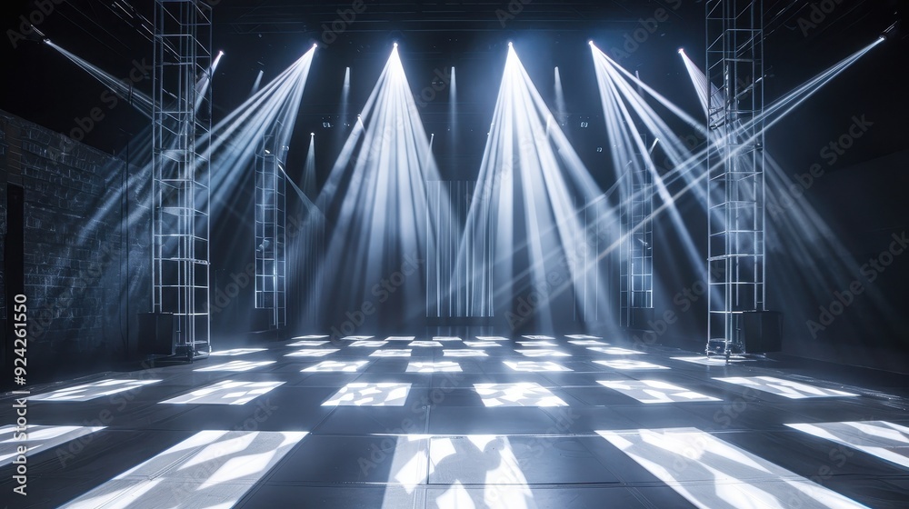 Poster Stage Lighting with Spotlights Creating a Grid Pattern on the Floor