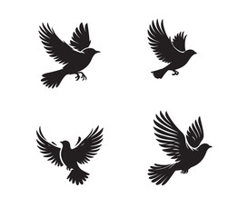 set of silhouettes of birds vector