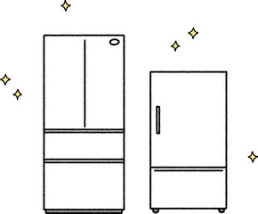 シンプルなタッチ　冷蔵庫とテレビと電子レンジのイラストレーション