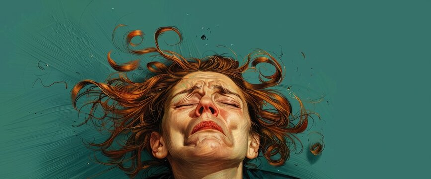 Woman Dealing With Inner Tension And Fear, Captured In A Style