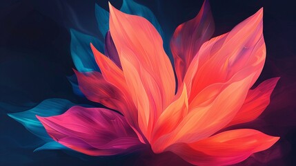 Obraz premium A vibrant, abstract flower with flowing petals in shades of orange and blue, symbolizing beauty.
