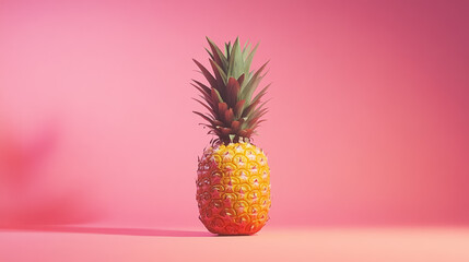 vibrant pineapple on a pink pastel background for creative fruit presentations