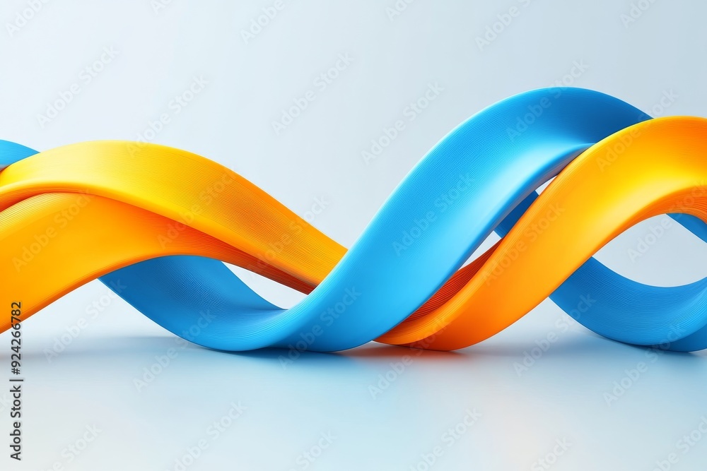 Poster Vibrant paper waves in a blue and orange contrast evoke creativity and dynamic energy in design