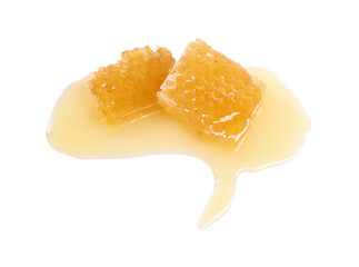 Pieces of sweet natural honeycomb isolated on white