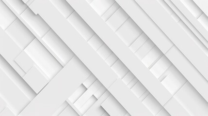 Abstract white geometric background with diagonal overlapping shapes.