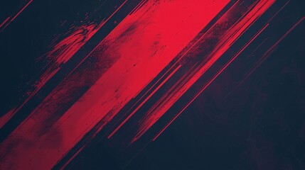 Abstract graphic featuring bold red brush strokes on a dark background, evoking energy and movement.