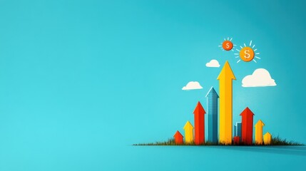 Fototapeta premium Diversified Investments Financial Graph Illustration with Copy Space for Text