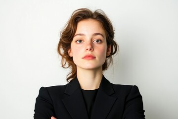 Businesswoman Isolated On A White Background, Poised And Professional