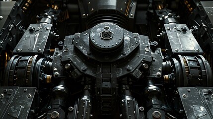 Close-up of a complex mechanical system showcasing intricate gears and components.