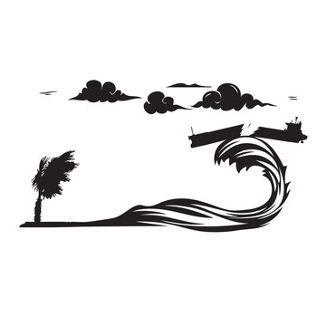 black wave crashing on beach clip art preview