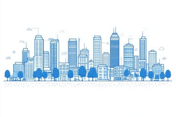 Fototapeta premium City skyline with futuristic architecture highlighting urban growth and the dynamic nature of modern cities