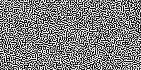 Abstract truing organic wallpaper Turing reaction diffusion monochrome seamless pattern with chaotic motion. Generative algorithm psychedelic background. Reaction-diffusion or truing pattern formation