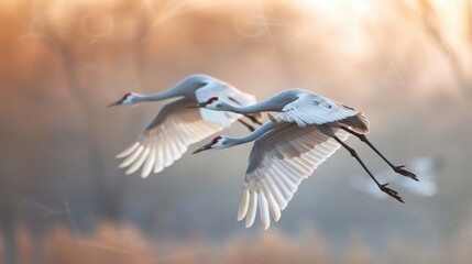 Obraz premium cranes bird animal with blur background