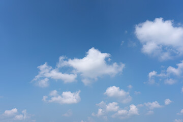 Tranquil Blue Sky with Fluffy White Clouds for Relaxation and Inspiration