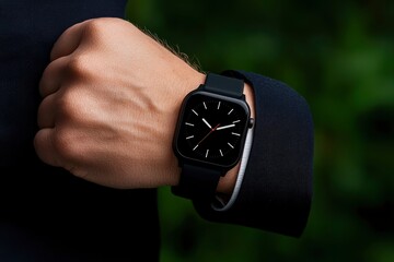 Close-Up View Of A Businesswoman Checking Time On Her Smartwatch, Punctual And Ready
