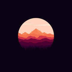 Fototapeta premium nature landscape in circle illustration vector