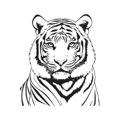 line art tiger on white background. sketch style. Vector graphic icon animal.