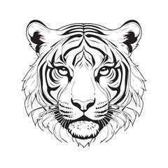 line art tiger on white background. sketch style. Vector graphic icon animal.