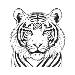 line art tiger on white background. sketch style. Vector graphic icon animal.