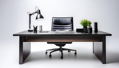 Fototapeta premium A modern office space with a dining area featuring a table and chairs, including a workspace setup with a laptop on a desk, showcasing a business environment with people and technology